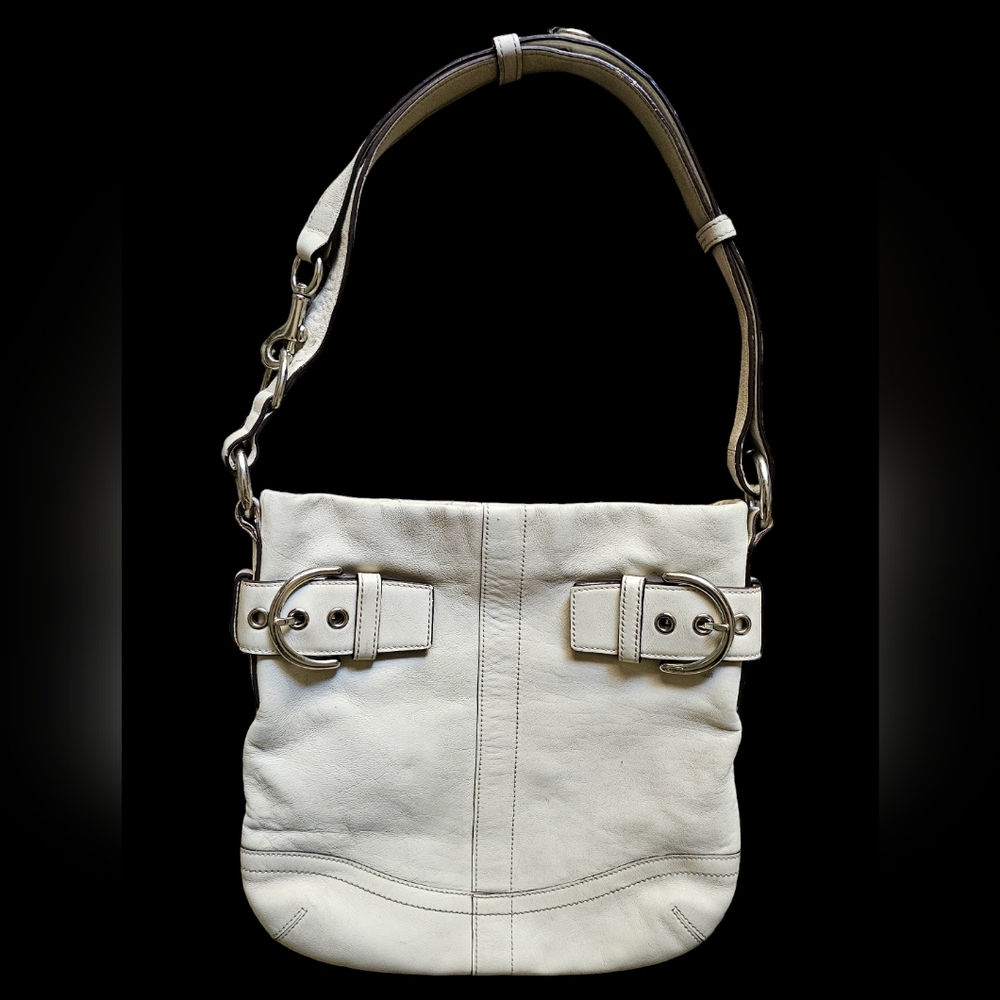 Coach bone white leather‎ tote shoulder bag